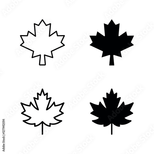 Maple leaf icon set color editable on white background