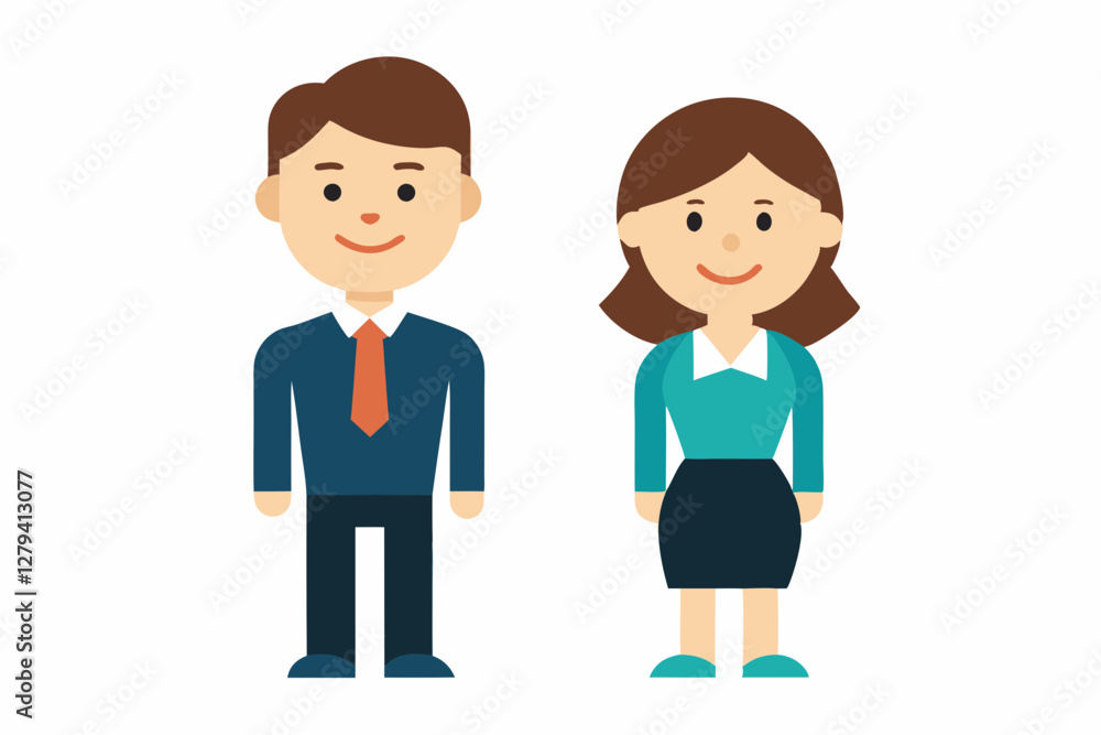 Businesswoman and businessman character cartoon art illustration Businesswoman and businessman character cartoon art illustration