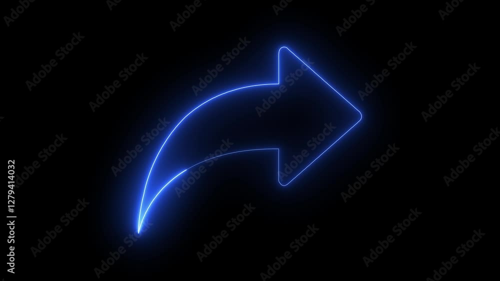Glowing neon line share icon. share icon on black background. Glowing neon line share icon. share icon on black background.