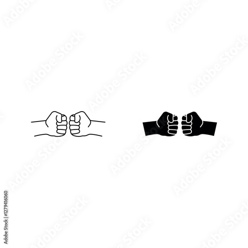 Two clenched fists bumping together icon set color editable