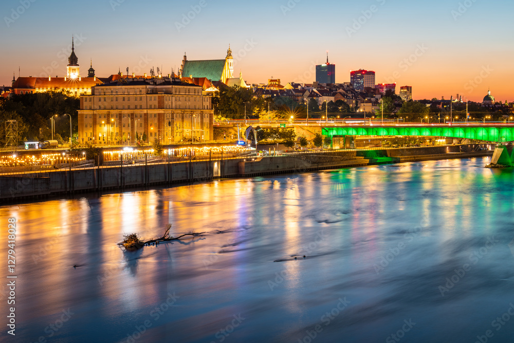 Fototapeta premium Warsaw, Poland - panorama with Old Town. Cityscape view of Warsaw. The capital of Poland