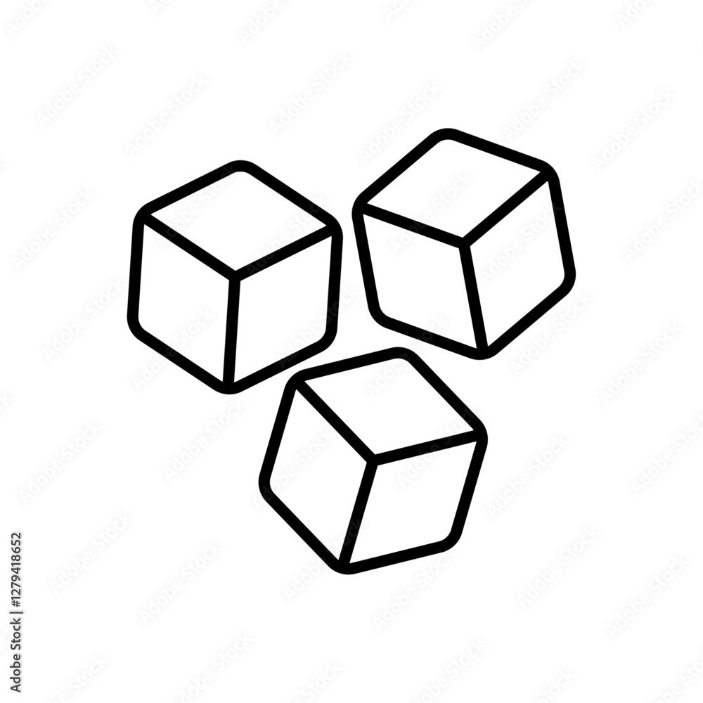 Ice Cube or Sugar cube icon set. Vector Illustration Ice Cube or Sugar cube icon set. Vector Illustration