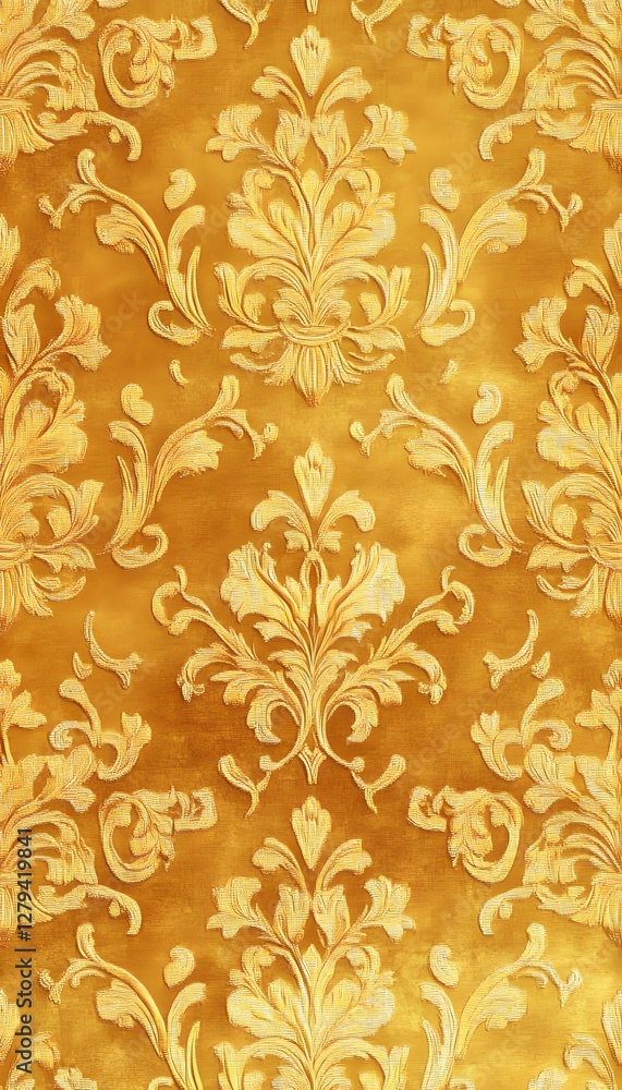 The ornate golden pattern displays a symmetrical and detailed design The ornate golden pattern displays a symmetrical and detailed design