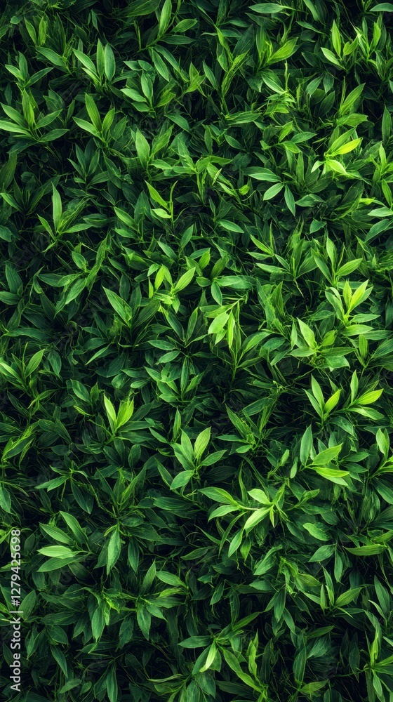 Lush green foliage covering the ground in a tranquil outdoor setting with vibrant leaves and natural beauty Lush green foliage covering the ground in a tranquil outdoor setting with vibrant leaves and natural beauty