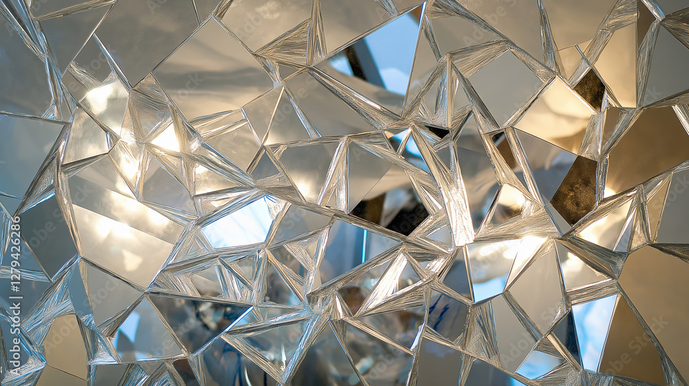 A shattered mirror effect with light reflecting at odd angles. A shattered mirror effect with light reflecting at odd angles.