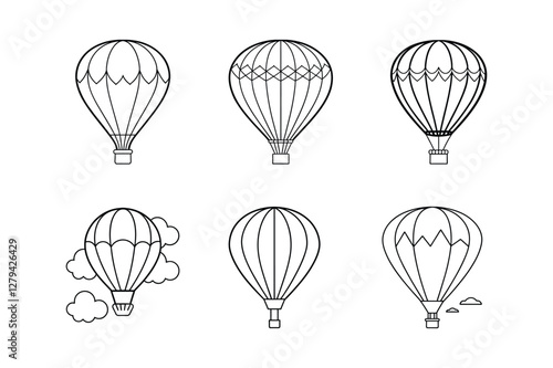 Hot air balloon line art