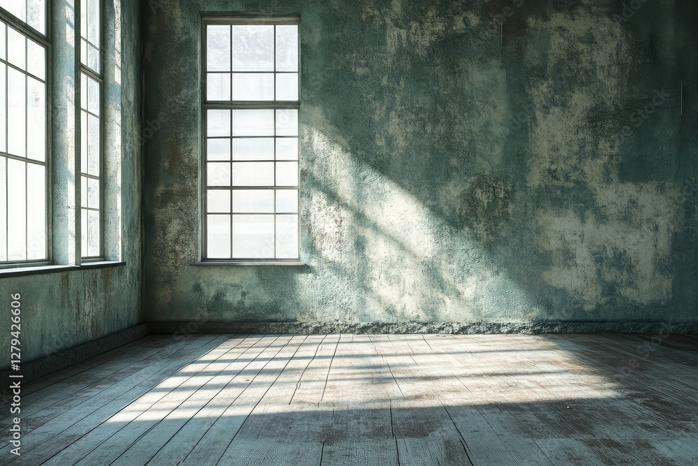 Empty grungy room with textured walls and moody lighting. AI generated illustration. Empty grungy room with textured walls and moody lighting. AI generated illustration.