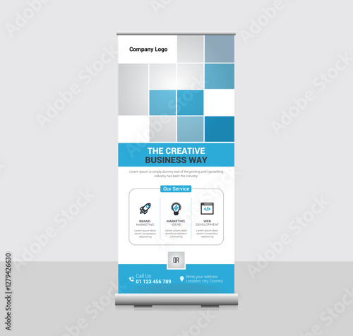 Creative business agency roll up banner design or pull up banner template