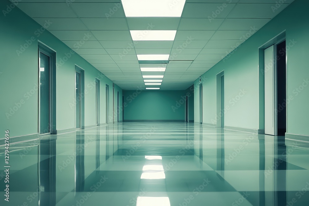 Fototapeta premium Empty futuristic light interior with minimalistic design and soft illumination. AI generated illustration.