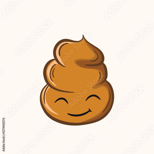 Cartoon poo, template feces icon. Kawaii poop isolated on white background. Shit pattern, evil turd. Vector illustration for invitation, poster, card, fabric, textile. Doodle style.