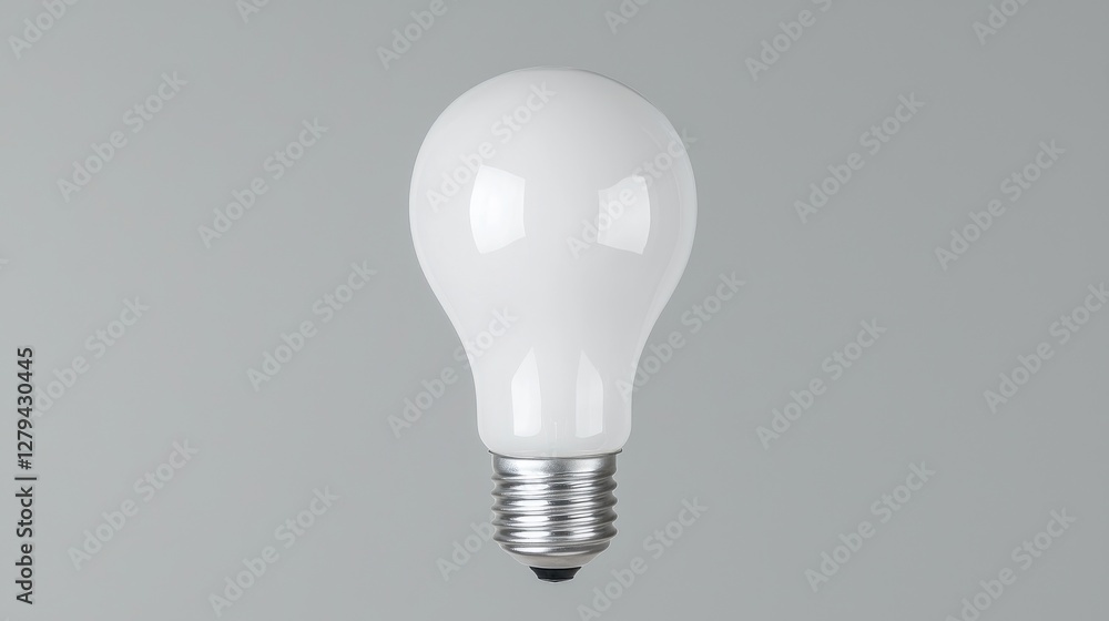 White light bulb, studio shot, gray background, energy efficiency White light bulb, studio shot, gray background, energy efficiency