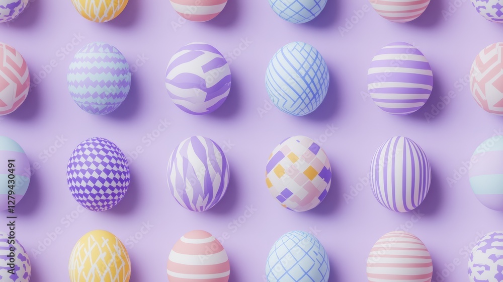 seamless pattern Easter eggs with geometric pattern s on lavender background seamless pattern Easter eggs with geometric pattern s on lavender background
