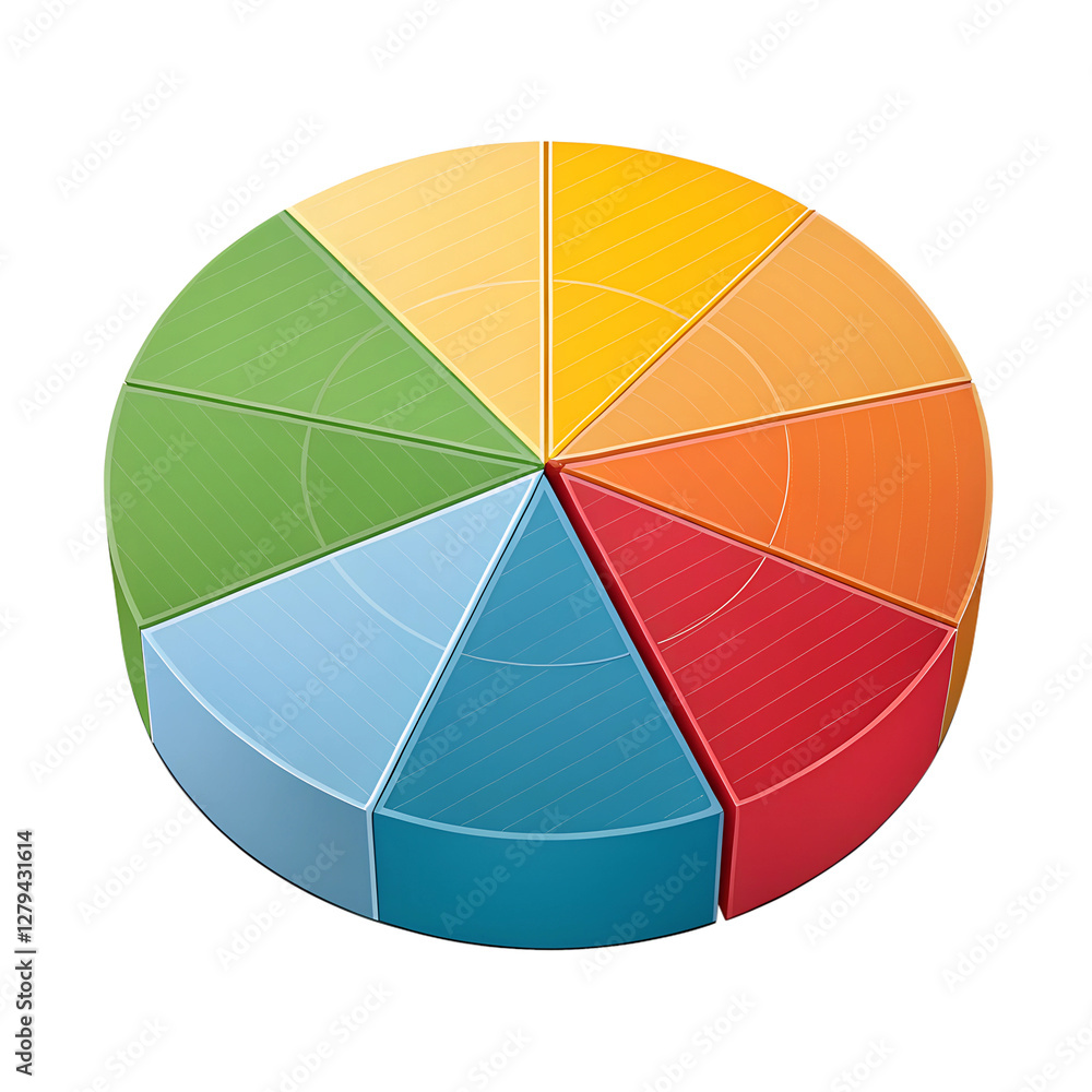 Obraz premium Colorful 3D round chart on transparent background.