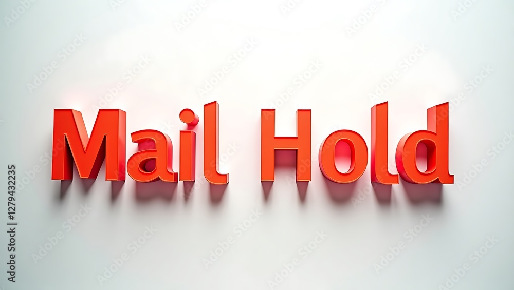 Bright red lettering spelling out mail hold against a white background Bright red lettering spelling out mail hold against a white background