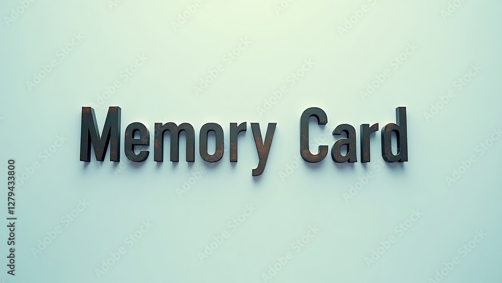 Text display of Memory Card on a light background in a minimalistic setup Text display of Memory Card on a light background in a minimalistic setup