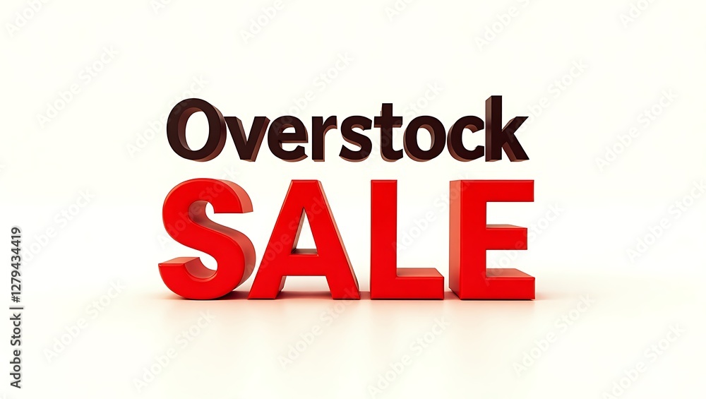 Overstock sale announcement with bold typography on a plain background Overstock sale announcement with bold typography on a plain background