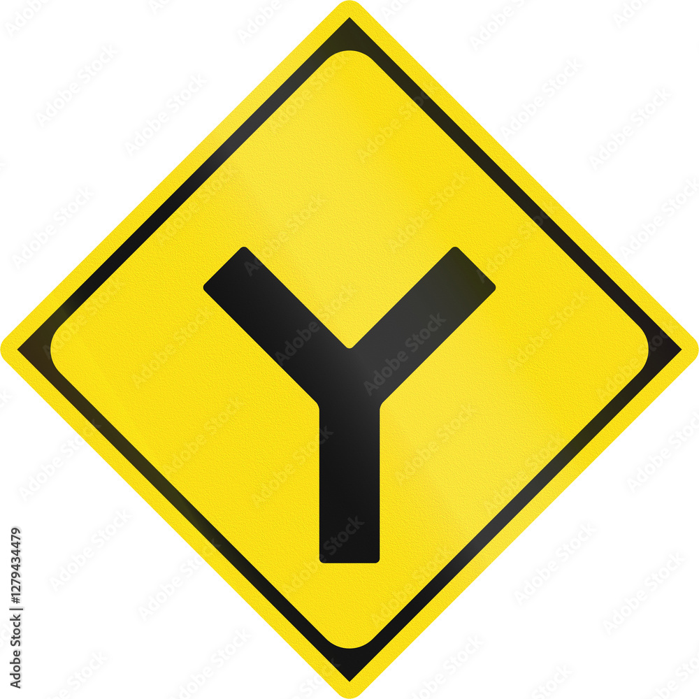 Road sign in Japan - Y-shaped intersection Road sign in Japan - Y-shaped intersection