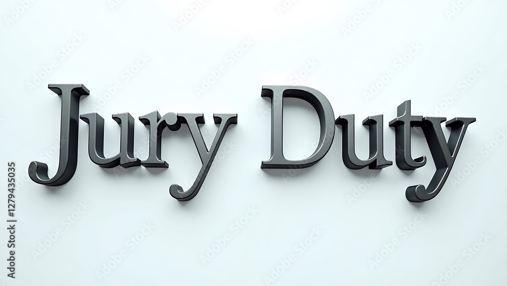 Text display of Jury Duty prominently featured on a plain white background Text display of Jury Duty prominently featured on a plain white background