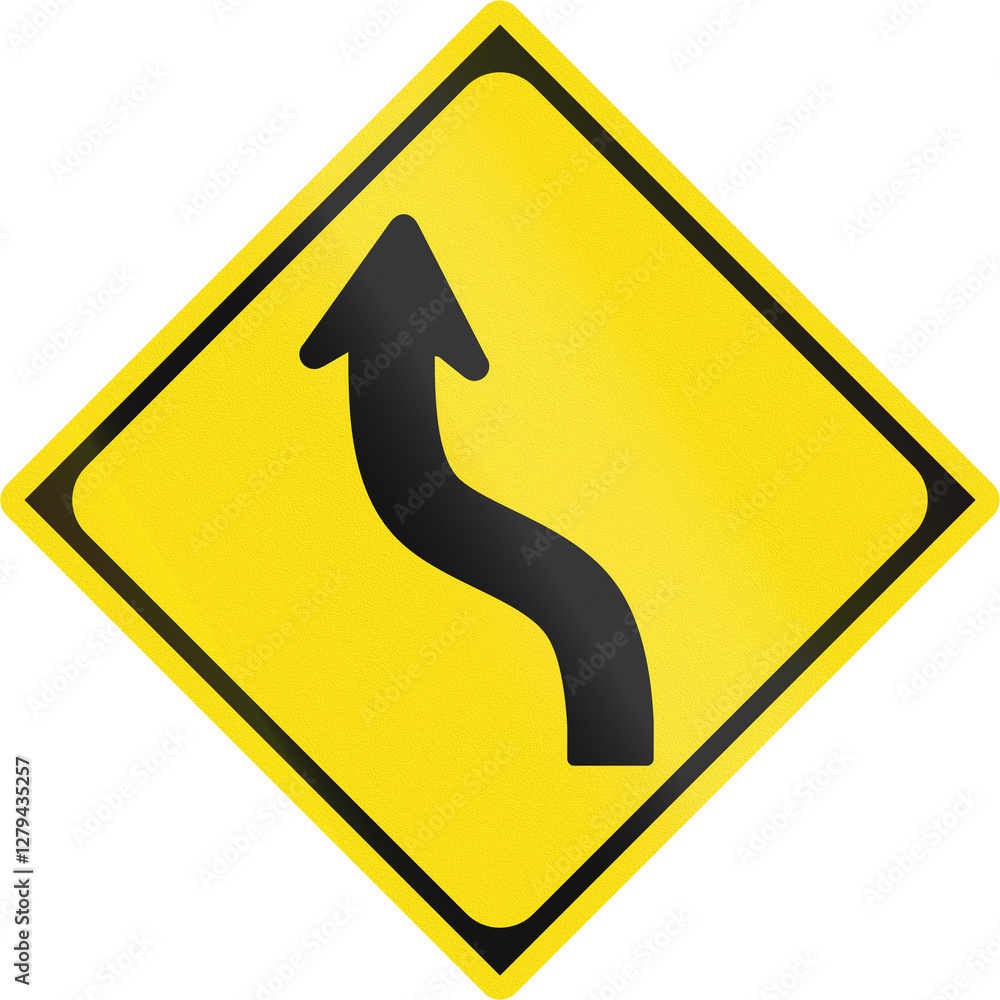 Japanese road sign - Double bend to the left