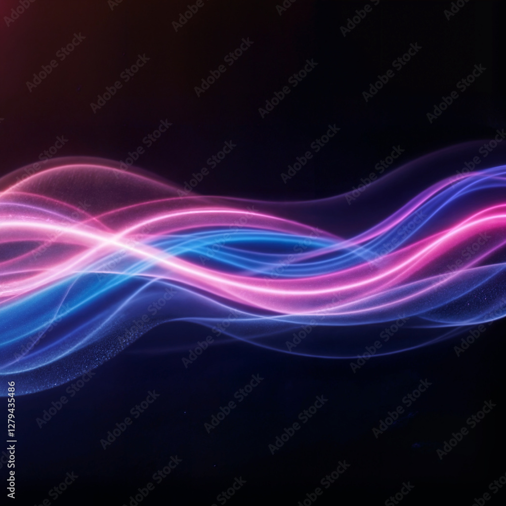 Abstract Futuristic Light Waves in Motion on Dark Background Abstract Futuristic Light Waves in Motion on Dark Background