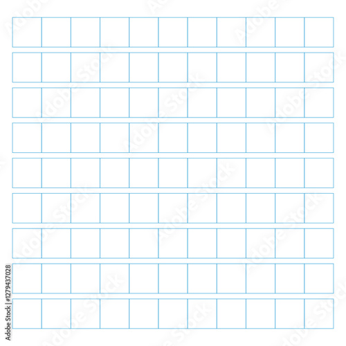 Workbook for writing hieroglyphs. Lined paper for printing. Geometric pattern for school. Realistic lined paper. Simulator for writing Chinese characters. Page of calligraphy exercises. Graph paper.