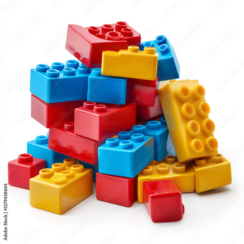 Plastic Building blocks Isolated on white Background Plastic Building blocks Isolated on white Background