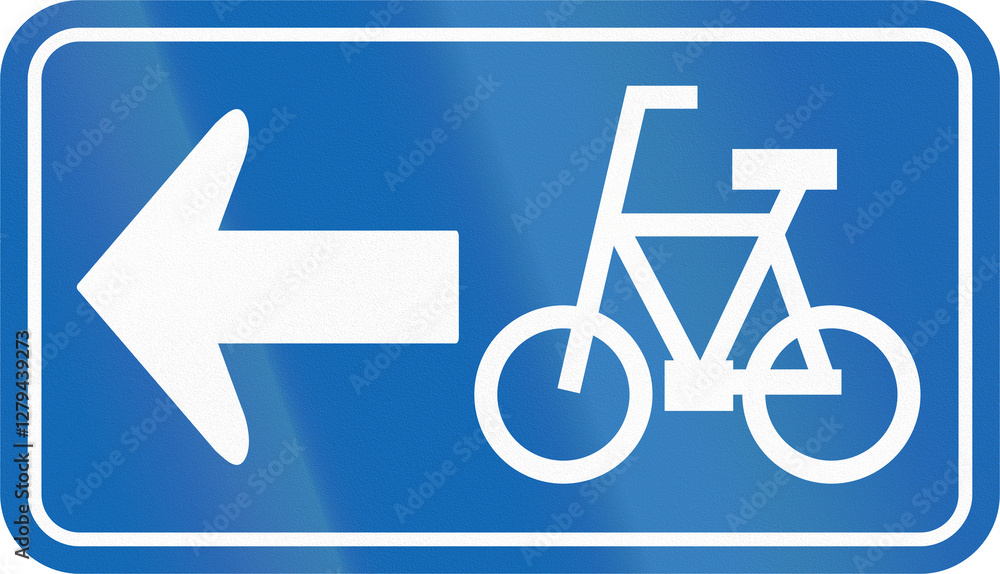 Japanese road sign - One Way for bicycles to the left Japanese road sign - One Way for bicycles to the left