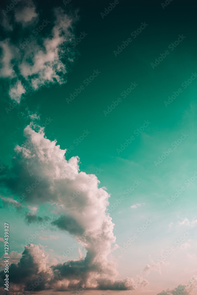 Clouds Natural Background Sky. Cloud Formation. Light marine blue Sky Background