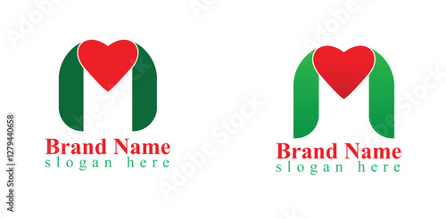 M, love, letter logo icon symbol template design element