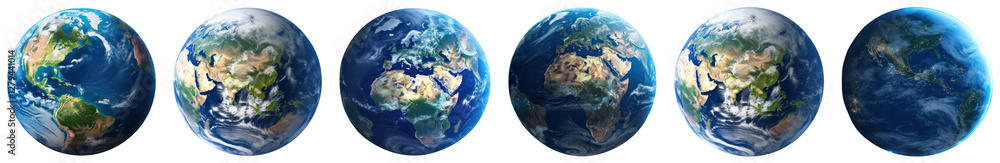 Fototapeta premium PNG Rotating Earth globe sequence, element set on transparent background