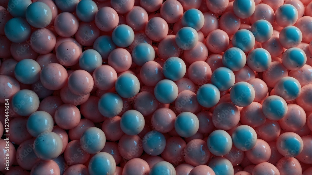 A captivating close-up of pink and blue spheres creates a mesmerizing textured background. A captivating close-up of pink and blue spheres creates a mesmerizing textured background.