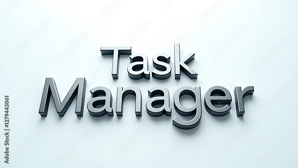 Task manager interface graphic in modern typography design with glossy effects Task manager interface graphic in modern typography design with glossy effects