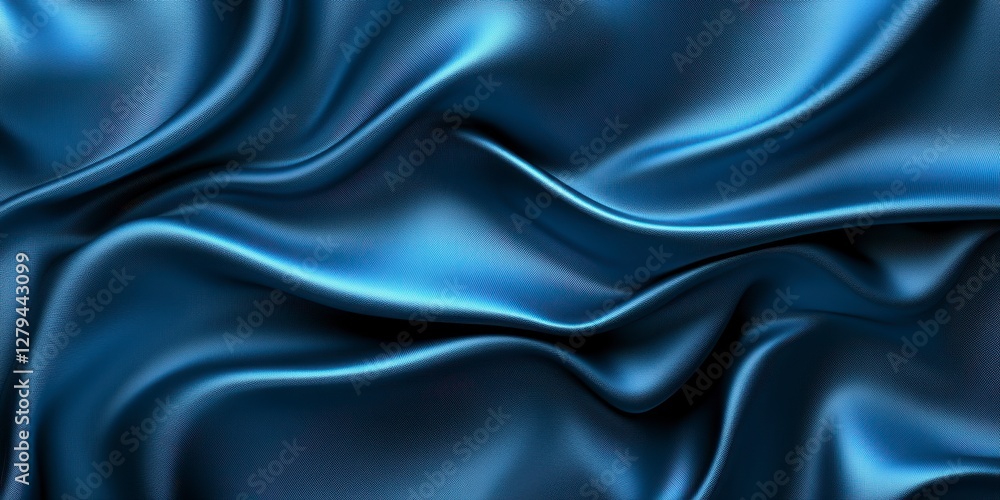 Fototapeta premium Deep Blue Textured Fabric Draped in Elegant Folds