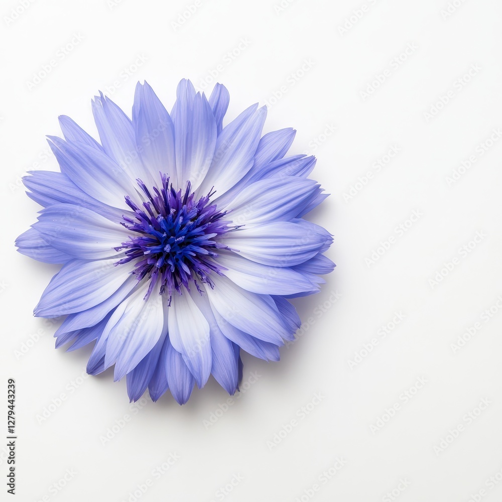 Delicate Light Blue Flower on White Background Delicate Light Blue Flower on White Background
