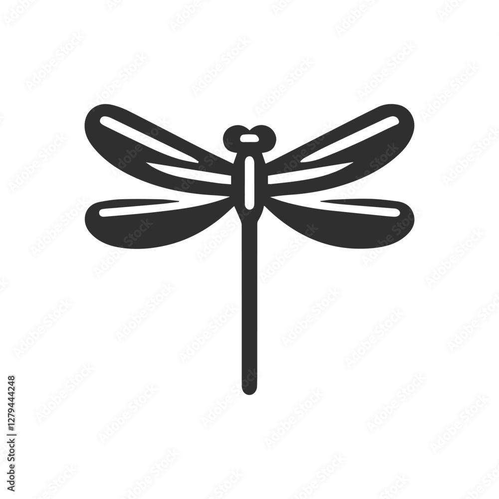 dragonfly icon, winged insect logo, isolated on transparent