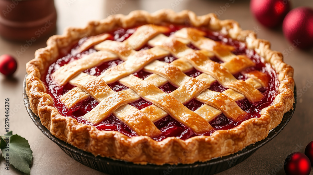 Freshly baked American pie with a golden, flaky crust, rich filling, and classic lattice design. Perfect for food photography, baking, and holiday-themed designs. Freshly baked American pie with a golden, flaky crust, rich filling, and classic lattice design. Perfect for food photography, baking, and holiday-themed designs.