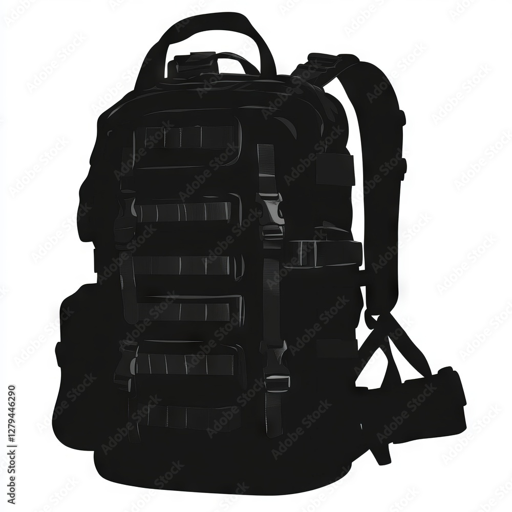 Naklejka premium Tactical Backpack: A versatile carrier for outdoor and everyday essentials.