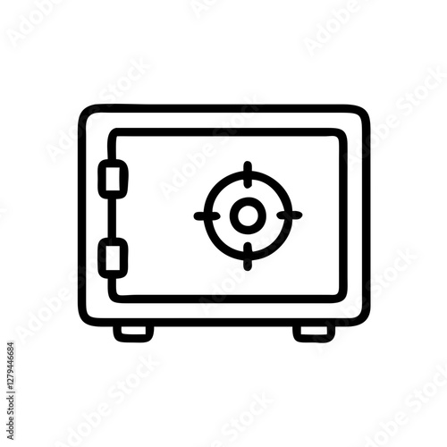 Safe lock icon, minimalist design, security concept, black and white
