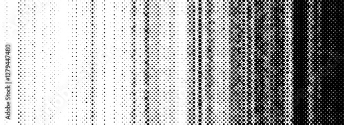 Grunge halftone scratch background. Fading grit noise texture. Dotted pop art sandy wallpaper. Retro vertical pixelated line backdrop. Anime or manga style comic overlay. Vector halfton template