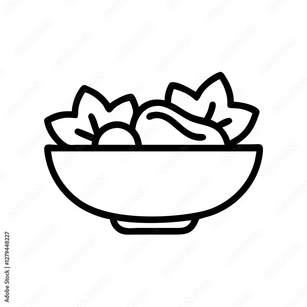 Salad bowl icon, minimalist design, healthy food concept, black and white Salad bowl icon, minimalist design, healthy food concept, black and white