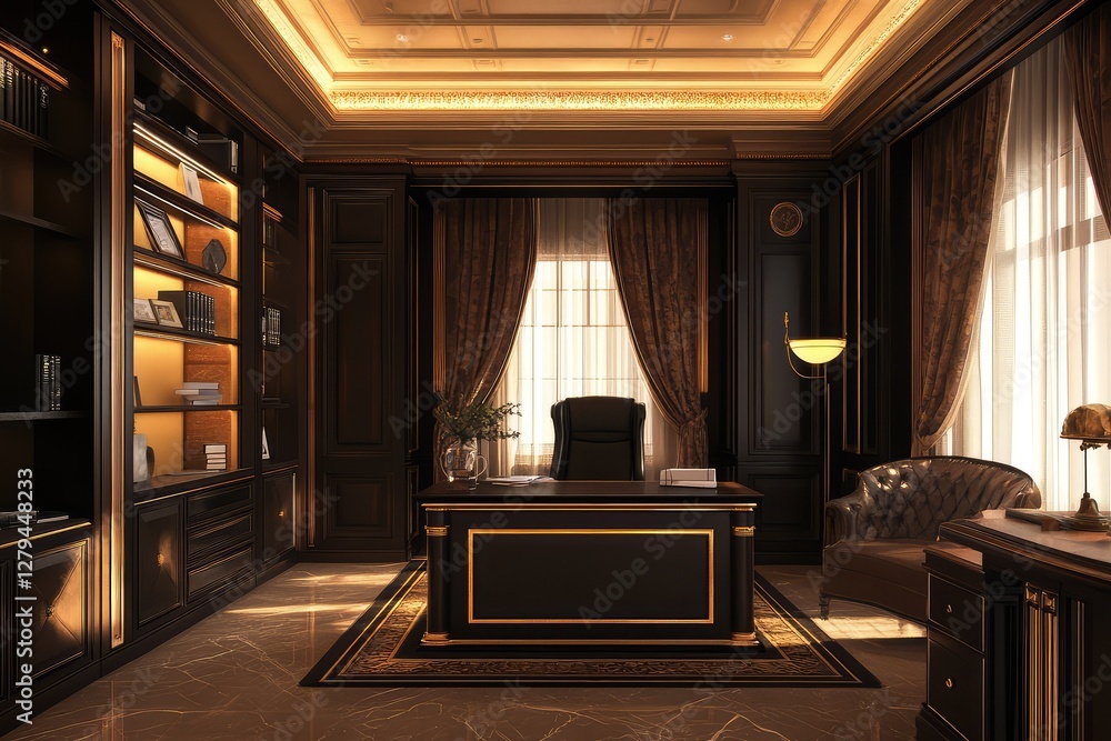 Fototapeta premium Luxury coworking office. AI generated illustration.