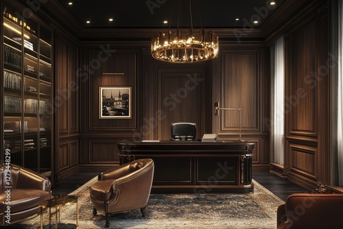 Luxury coworking office. AI generated illustration.