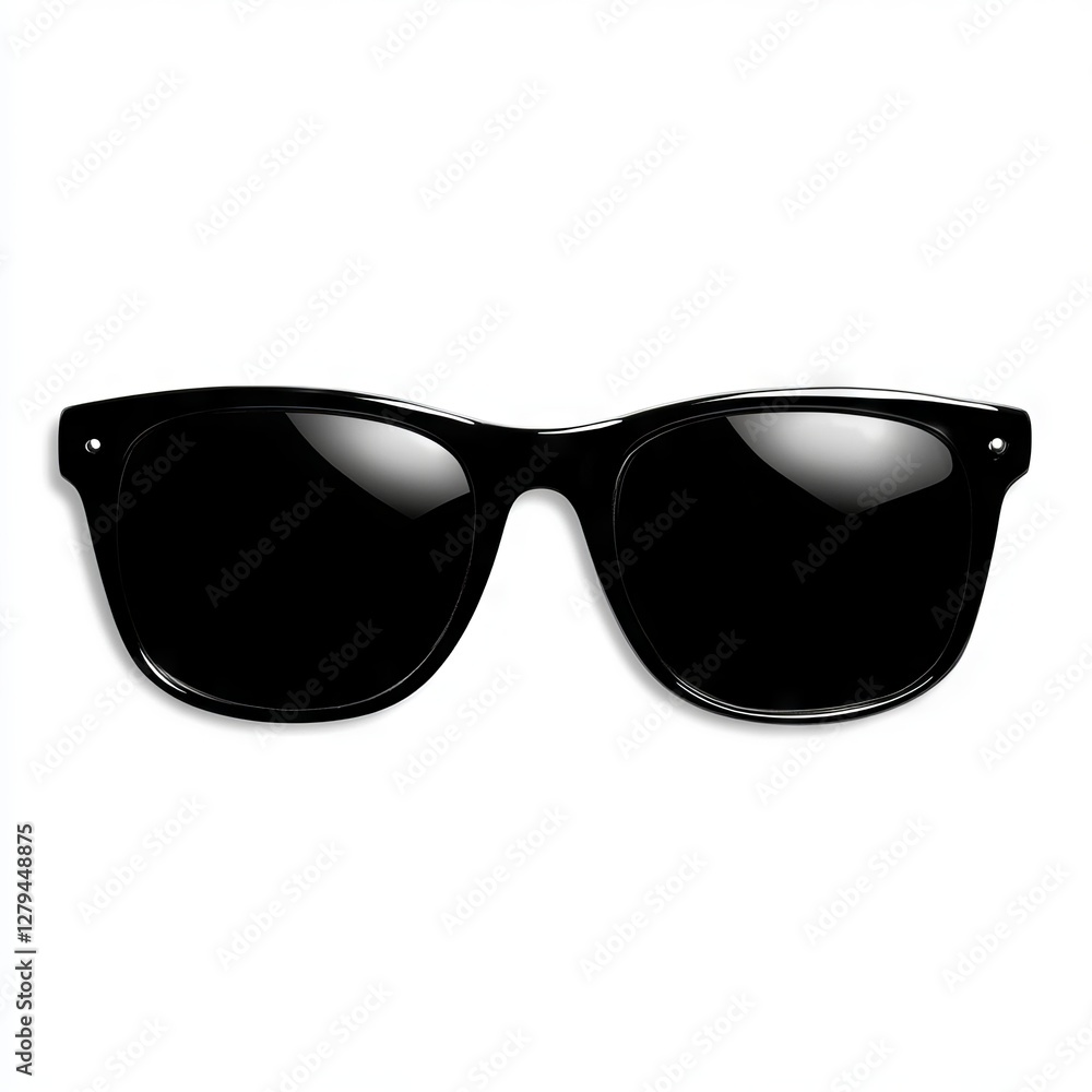 Classic black sunglasses with dark lenses for sun protection and eye safety. Classic black sunglasses with dark lenses for sun protection and eye safety.