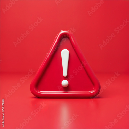 Red Warning Sign with Exclamation Mark photo