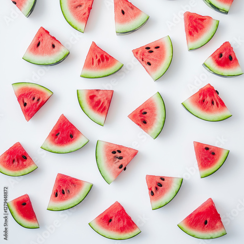 watermelon slices on white background