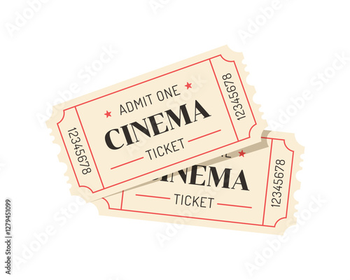 Two cinema tickets isolated on white background