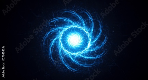 Blue Energy Vortex - Abstract of a swirling blue energy vortex on a black background. Perfect for science fiction, fantasy, or technology themes