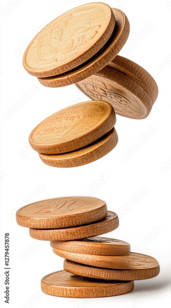 Levitation Photography of Tan Round Cookies on White Background Levitation Photography of Tan Round Cookies on White Background