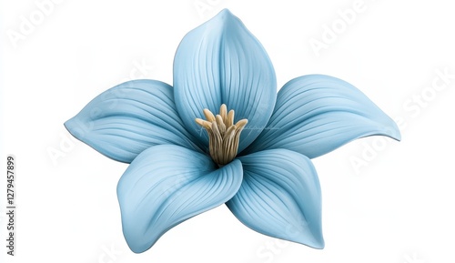 Light Blue Textured Flower on White Background