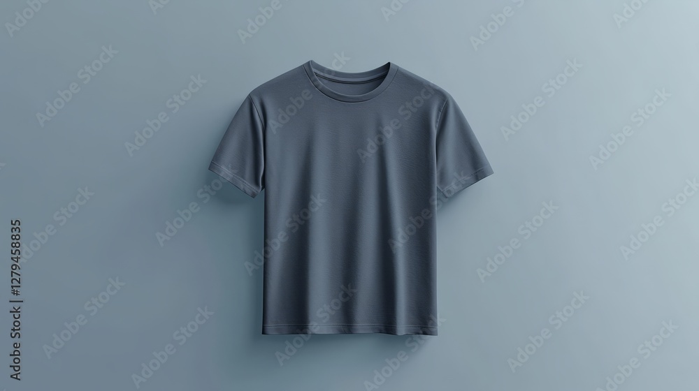 A plain T-shirt positioned on a sleek, minimalistic background, with subtle shadows and a focus on modern simplicity A plain T-shirt positioned on a sleek, minimalistic background, with subtle shadows and a focus on modern simplicity